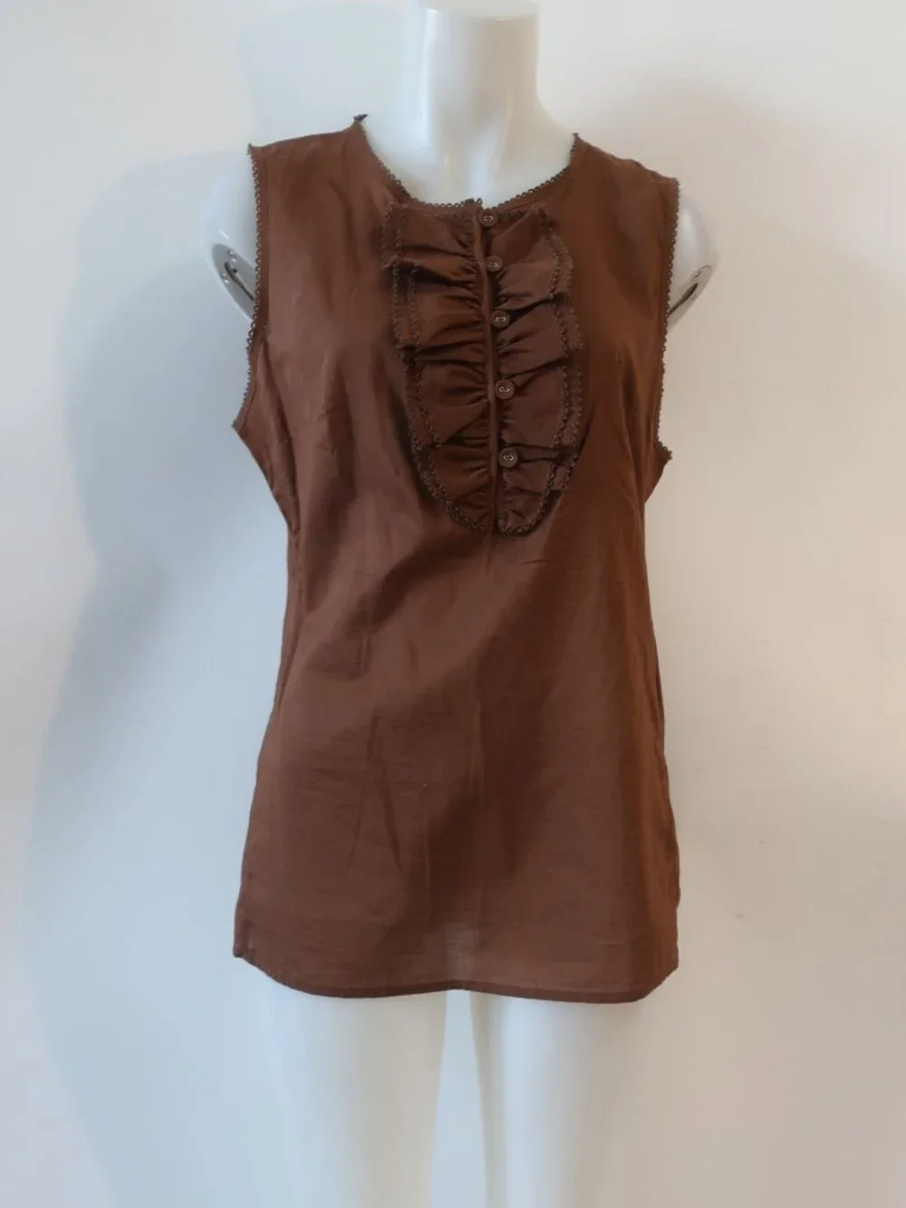 NWT Women Tori Burch Brown (Item- 17) Cotton Sleeveless Rachel Top 12